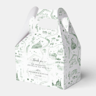 Sketched Illustrated Map of Italy   Wedding Favour Box