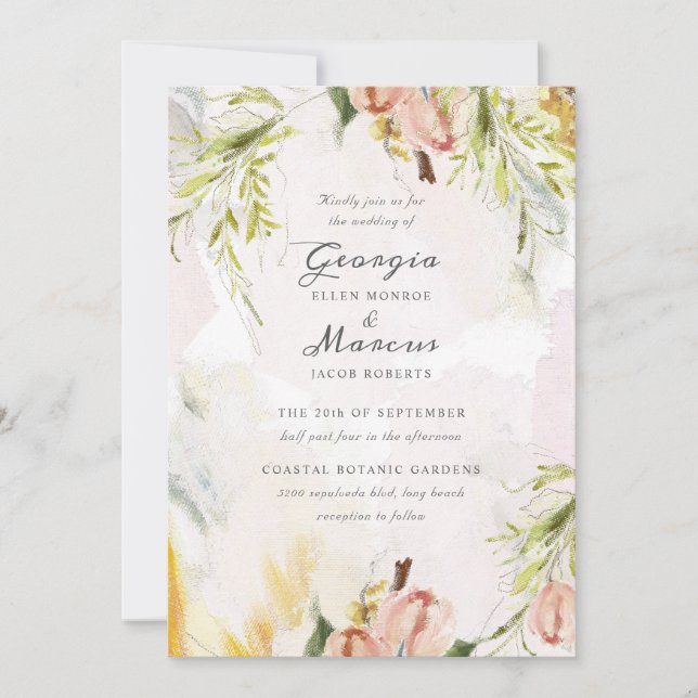 Sketched in Spring Oil Paints Wedding Invitation (Front)