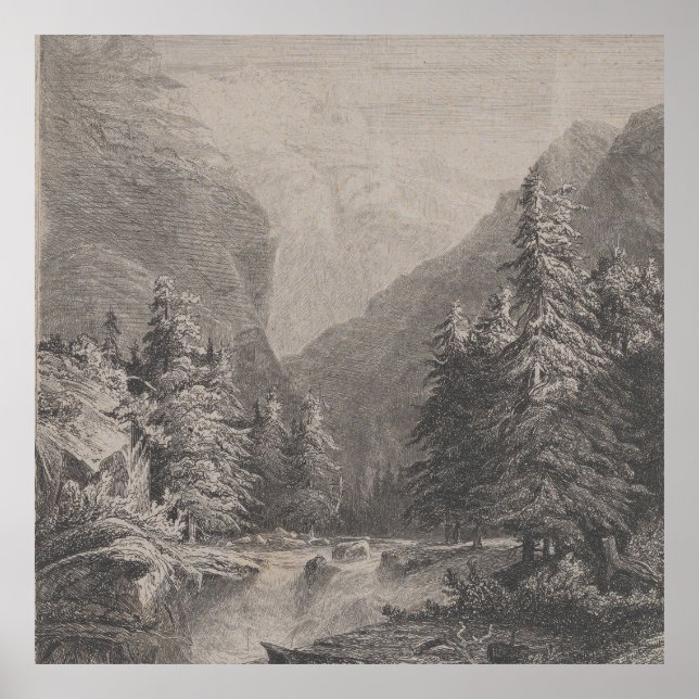 Sketched Landscape - Alexandre Calame Poster (Front)
