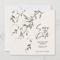 Sketched leaf botanical foliage modern wedding