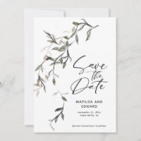Sketched leaf botanical foliage modern wedding