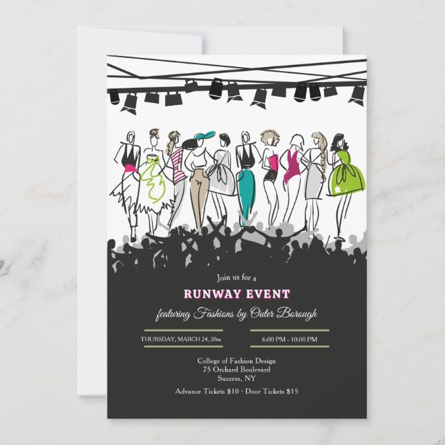 Sketched Models Fashion Show Invitation  (Front)
