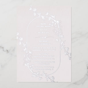 Sketched Modern Floral Wedding Foil Invitation