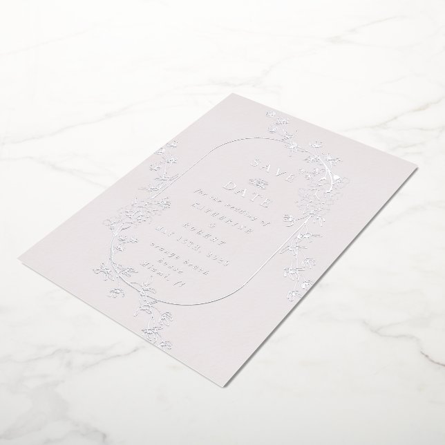 Sketched Modern Floral Wedding Foil Invitation (Rotated)