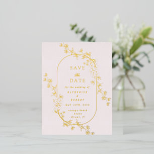 Sketched Modern Floral Wedding Foil Invitation