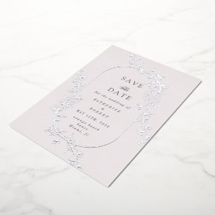 Sketched Modern Floral Wedding Foil Invitation