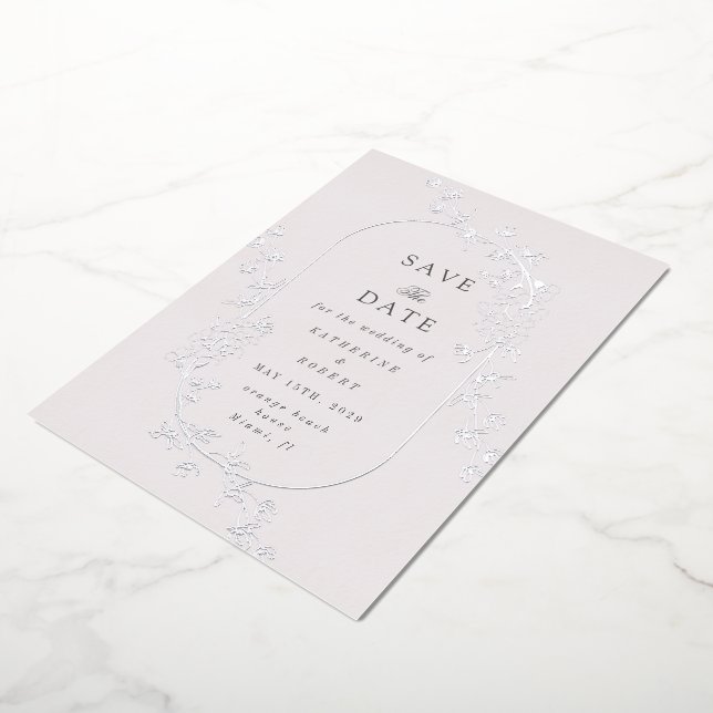 Sketched Modern Floral Wedding Foil Invitation (Rotated)