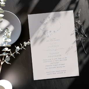 Sketched Modern Floral Wedding Foil Invitation
