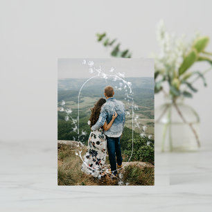 Sketched Modern Floral Wedding Foil Invitation