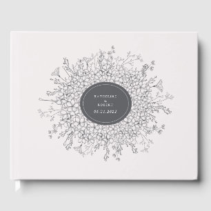 Sketched Modern Floral Wedding Guest Book
