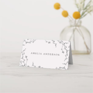 Sketched Modern Floral Wedding Place Card