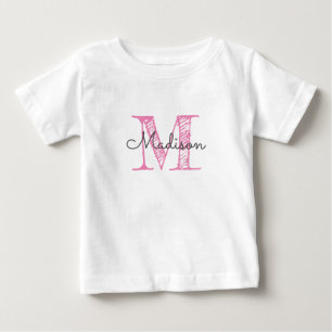 Sketched Name Monogram Baby Girl T-Shirt