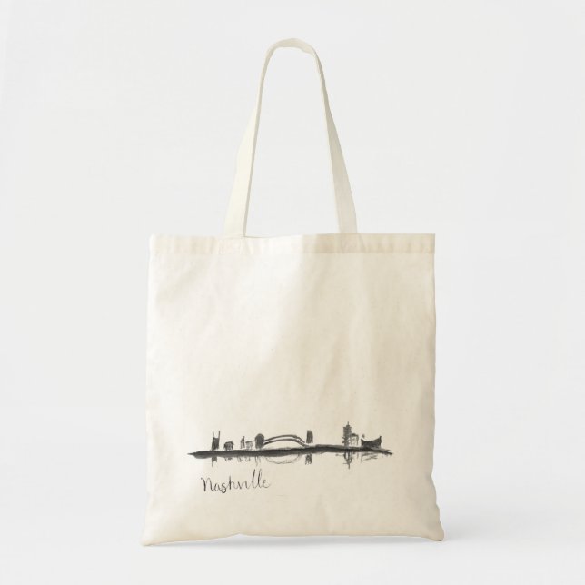 Sketched Nashville Skyline Tote Bag (Front)