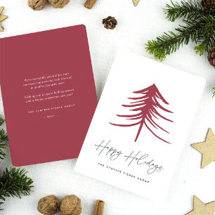 Sketched Pine Modern Business or Corporate Holiday Card