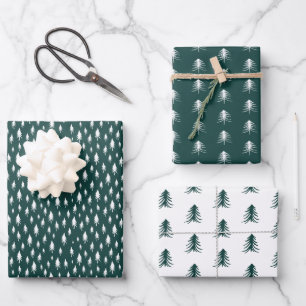 Sketched Pine Trees Coordinating Holiday Wrapping Paper Sheet