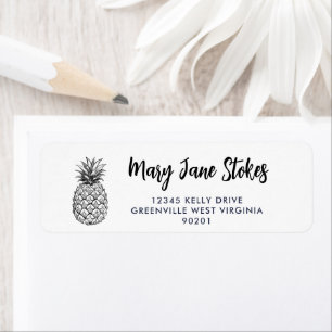 Sketched Pineapple Return Address Label   Tropical