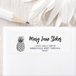 Sketched Pineapple Return Address Label | Tropical