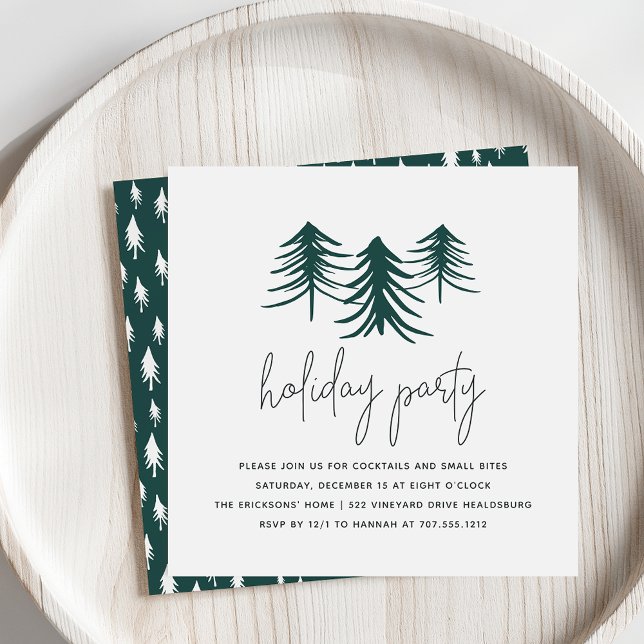Sketched Pines | Modern Holiday Party Invitation (Creator Uploaded)