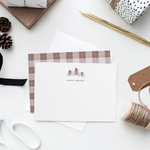 Sketched Pines Personalised Holiday Stationery Card