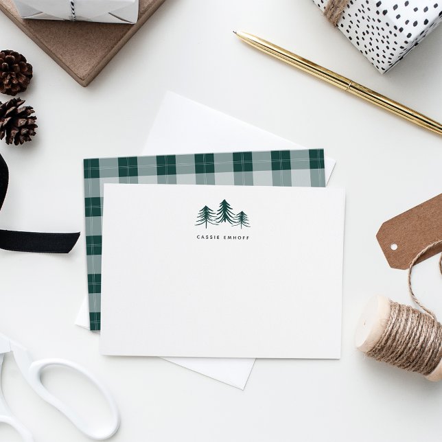 Sketched Pines Personalised Holiday Stationery Card (Creator Uploaded)