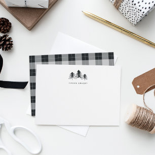Sketched Pines Personalised Holiday Stationery Card