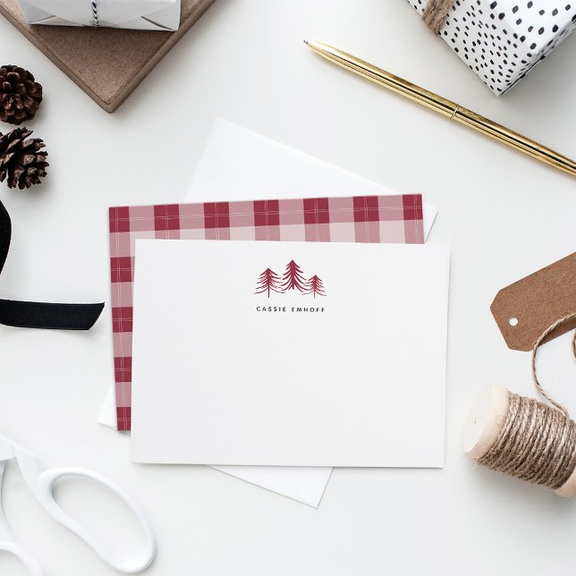 Sketched Pines Personalised Holiday Stationery Card (Creator Uploaded)