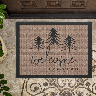 Sketched Pines Personalised Welcome Doormat