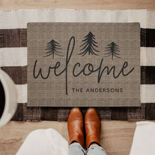 Sketched Pines Personalised Welcome Doormat