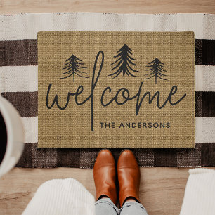Sketched Pines Personalised Welcome Doormat