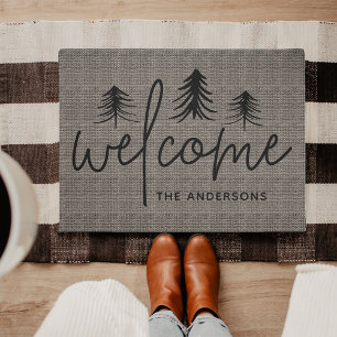 Sketched Pines Personalised Welcome Doormat