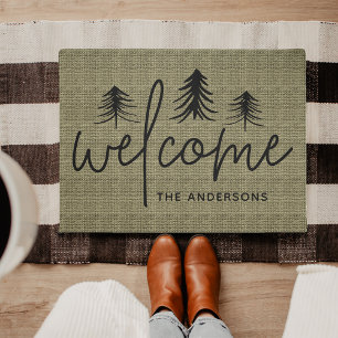 Sketched Pines Personalised Welcome Doormat