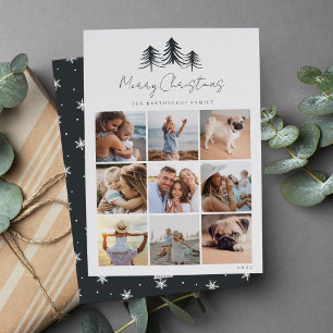 Sketched Pines Photo Collage Holiday Card