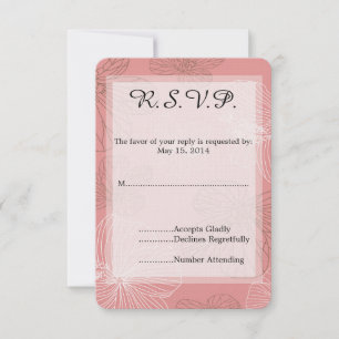 Sketched Pink Floral Wedding RSVP