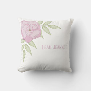 Sketched Pink Flower, Throw Pillow 16" x 16"