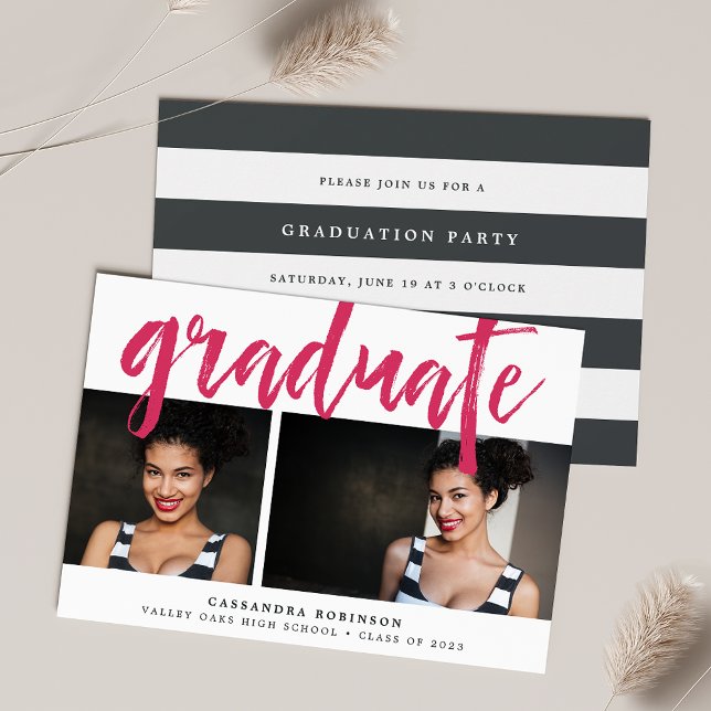 Sketched Pink | Photo Graduation Party Invitation (Creator Uploaded)