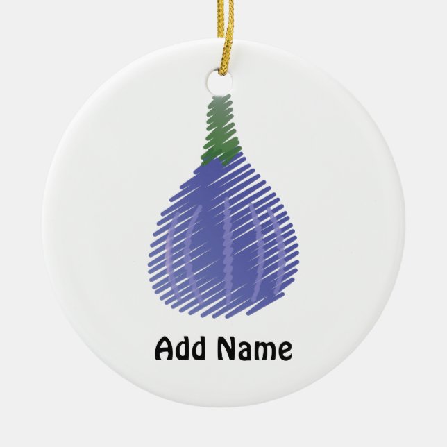 Sketched Purple Fig Ceramic Tree Decoration (Front)