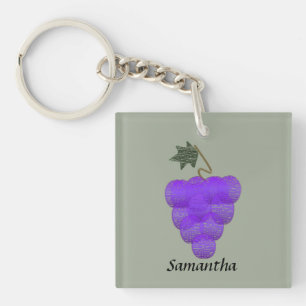 Sketched Purple Grapes Key Ring