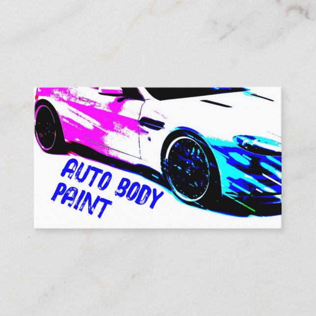 Sketched Race Car Auto Body Paint Service Business Card (Front)
