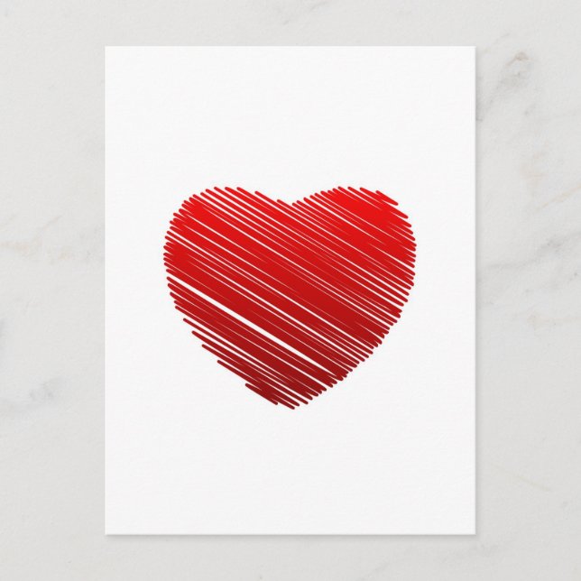 Sketched red valentine heart holiday postcard (Front)