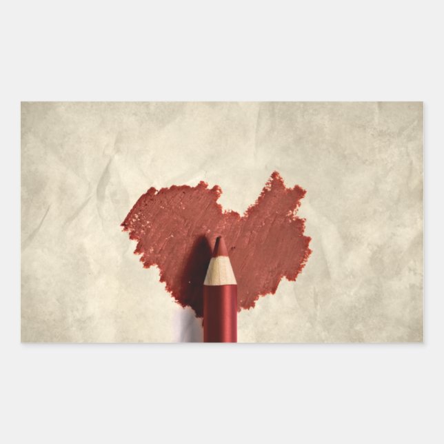 Sketched Scribbled Heart Rectangular Sticker (Front)