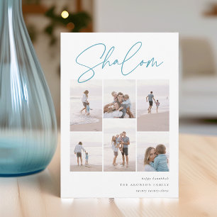 Sketched Shalom 6 Photo Collage Hanukkah Holiday Card