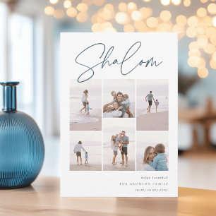 Sketched Shalom 6 Photo Collage Hanukkah Holiday Card