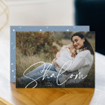 Sketched Shalom Full Photo Hanukkah Holiday Card<br><div class="desc">Share holiday greetings with these chic Hanukkah photo cards featuring your favourite full bleed horizontal or landscape orientated photo. "Shalom" appears as a white text overlay in casual hand sketched cursive lettering. Personalise with your family name.</div>