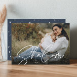 Sketched Shalom Full Photo Hanukkah Holiday Card<br><div class="desc">Share holiday greetings with these chic Hanukkah photo cards featuring your favourite full bleed horizontal or landscape orientated photo. "Shalom" appears as a white text overlay in casual hand sketched cursive lettering. Personalise with your family name.</div>