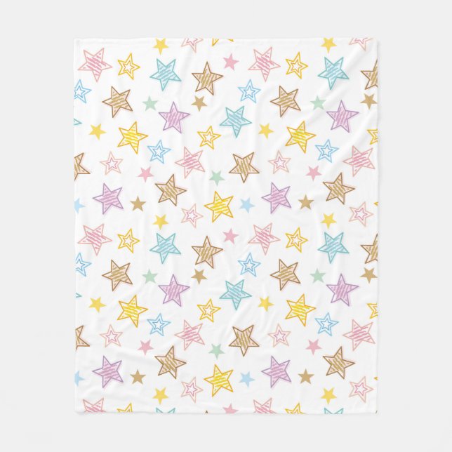 Sketched Stars Pattern Fleece Blanket (Front)