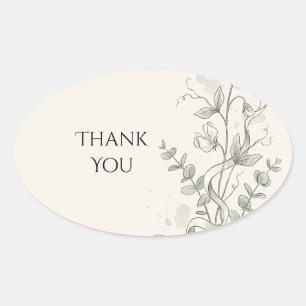 Sketched Sweet Pea Wedding Thank You Sticker
