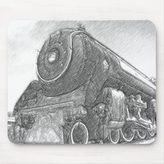 Sketched Train Engine Mouse Mat (Front)