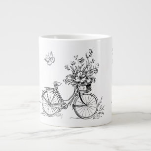 Sketched Vintage Doodles Collection Large Coffee Mug