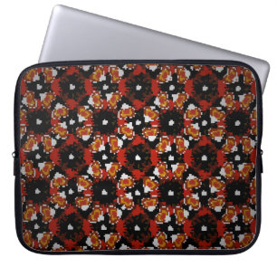 Sketched vintage flower design in red, brown and laptop sleeve
