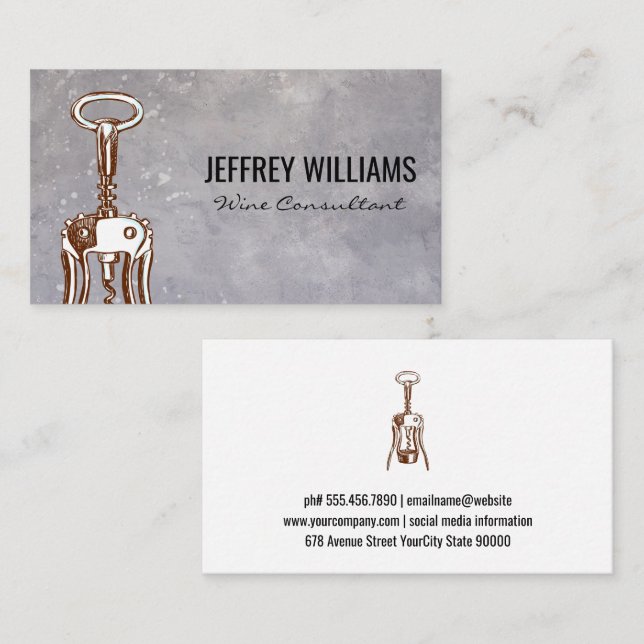 Sketched Wine Opener Business Card (Front/Back)